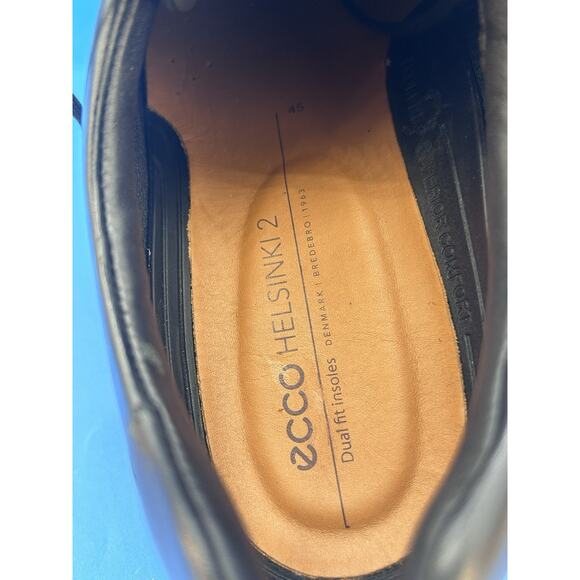 Ecco Men’s EU 45/US 11 Black Leather Timeless Square Toe Oxford Tie Shoe NEW - Picture 8 of 9